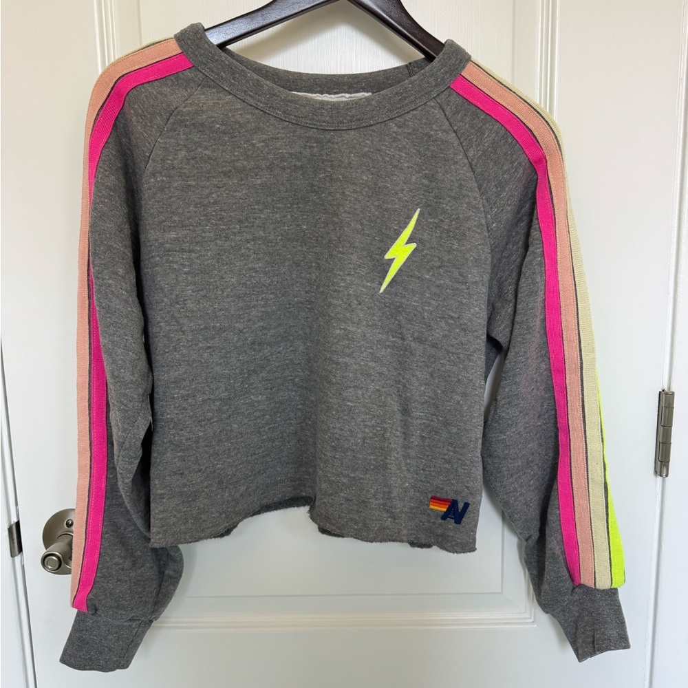 AVIATOR NATION Bolt Cropped Classic Crew Sweatshirt